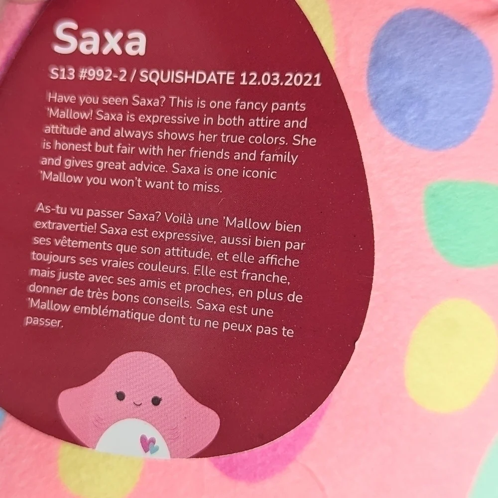 Saxa the Stingray Squishmallows Valentine pink hearts confetti  12